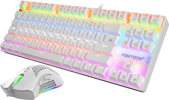 Набор PANTEON GS800 в белом цвете с клавиатурой на коричневых свитчах