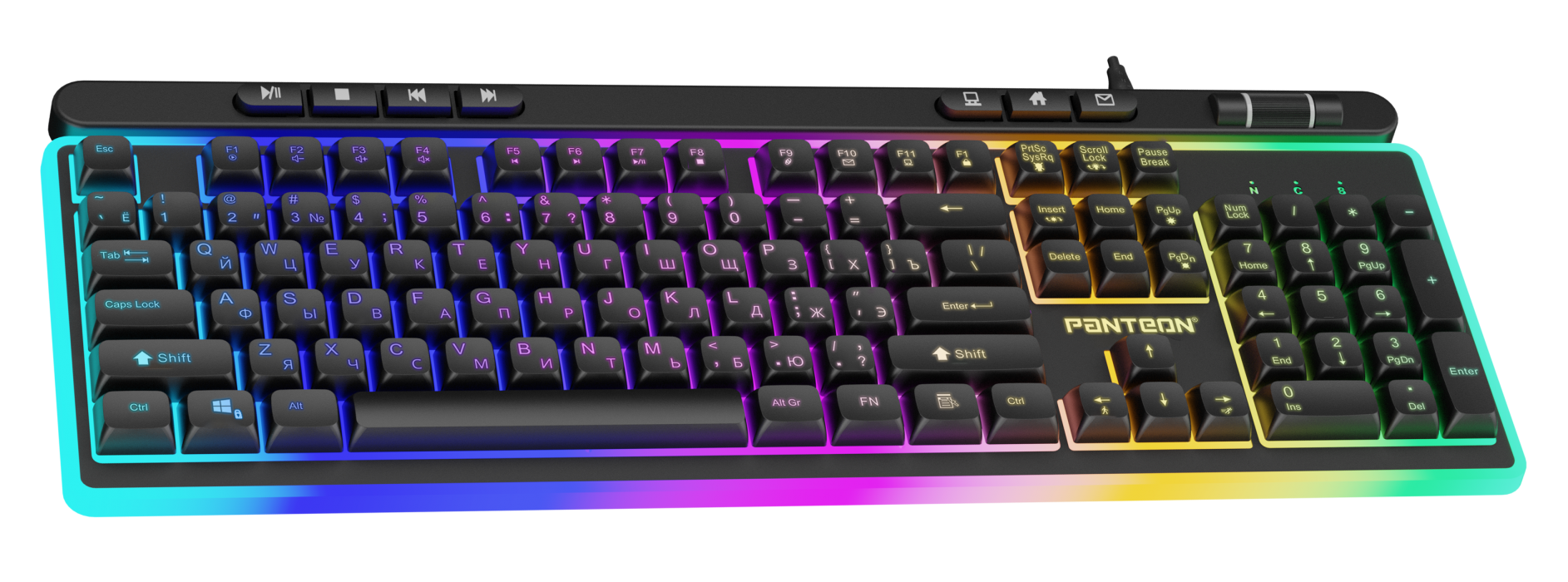 Мембранная игровая клавиатура с зонированной LED-подсветкой RGB LIGHT PANTEON M21011