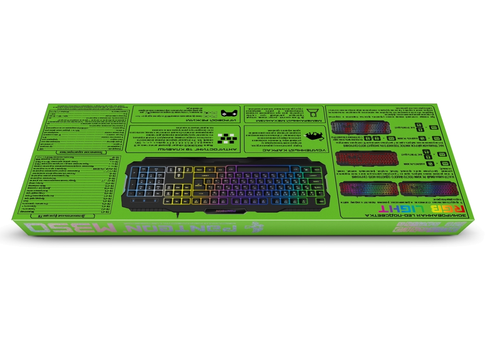 Мембранная игровая клавиатура с зонированной LED-подсветкой RGB LIGHT PANTEON M35014